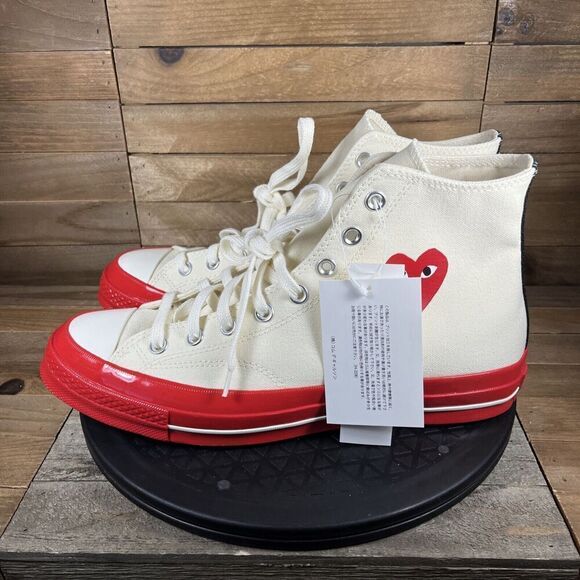 Converse Chuck Taylor All-Star 70 Hi CDG PLAY White Red Mens Sz 10 Womens Sz 12 - Picture 3 of 10